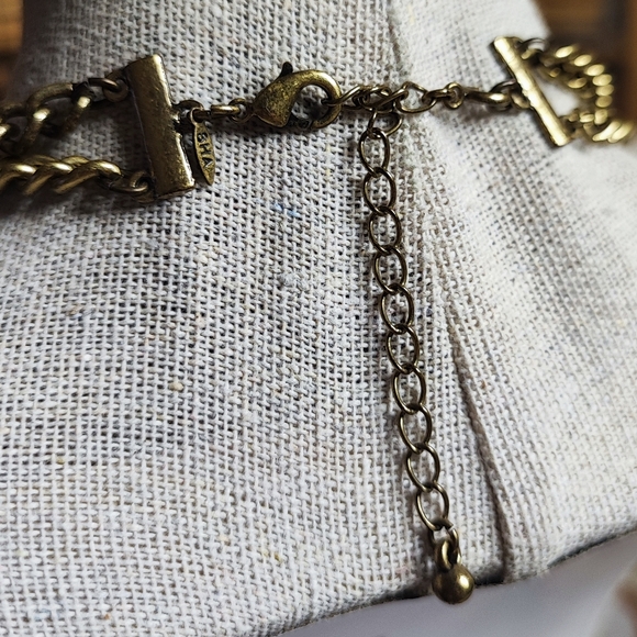 2 Strand Oxidized Brass Beaded Faux Pearl Bauble Beaded Filigree Balls Necklace - Picture 3 of 8